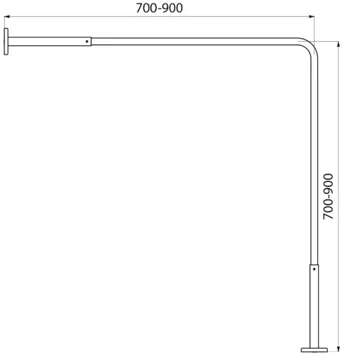BARRE DE DOUCHE ANGULAIRE 70-90 - 20MM X 16MM inox inox 304 . porte rideaux d'angle réglable