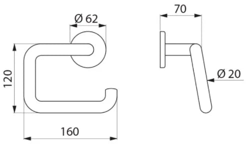 PORTE PAPIER 160 - 120 ! 20 MM poli nylon forme U avec fixations invisible