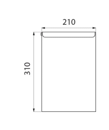 DELABIE platte afvalkorf met deksel gepolijst 70x210x310 mm gepolijst