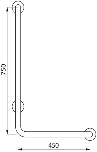 POIGNEE DELABIE 450MM - 750MM ! 32 blanc modèle équerre 90° Nylon - Incl. Fixation de RVS