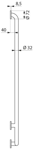 DELABIE L-vormige greep rechts gesatineerd 1150x450 - dia 32mm mat rvs