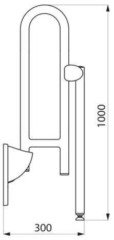 DELABIE opklapbare greep met voet gepolijst 850mm gepolijst