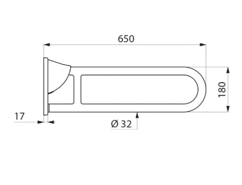 POIGNEE RELEVABLE DELABIE 650MM - 230MM ! 32 blanc nylon .