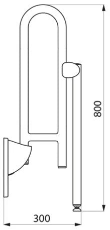 DELABIE opklapbare greep met voet nylon 650mm wit