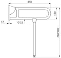POIGNEE D'APPUI RELEVABLE DELABIE 850 - 3,2 nylon . avec béquille