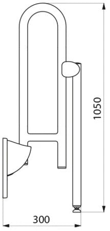 POIGNEE D'APPUI RELEVABLE DELABIE 900 - 105 o 230 ! 32 blanc nylon . avec béquille se repliant automatiquement