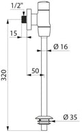 Delabie Tempoflux set urinoir 1/2 M équerre vanne 3sec + robinet d'arrêt