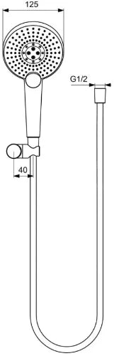 Ideal Standard IdealRain Evojet 3jet set douchette - chromé - avec flxible 1/2 x 1250 mm