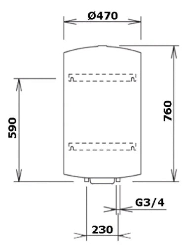 ProOne Elektro D75 boiler électrique 75 l - vertical - modèle mural - 1200 W - mono 230V - résistance stéatite - label ERP sanitaire: C