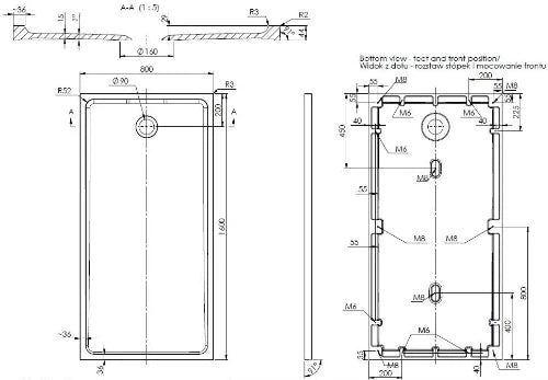 Procasa Heron 2.0 receveur de douche marbre artificiel 1600 x 800 x 44 mm - blanc
