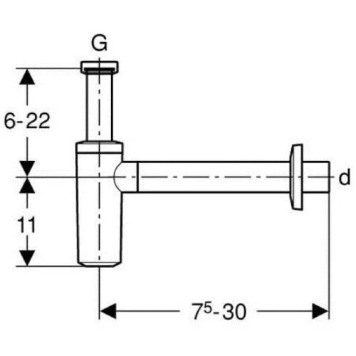 Geberit PP siphon bouteille5 /4 x 40 mm - chromé - ABS