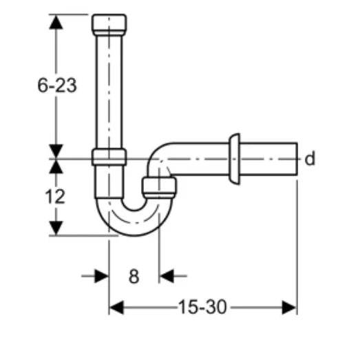 Geberit PP siphon tubulaire simple 40 x 40 mm - blanc