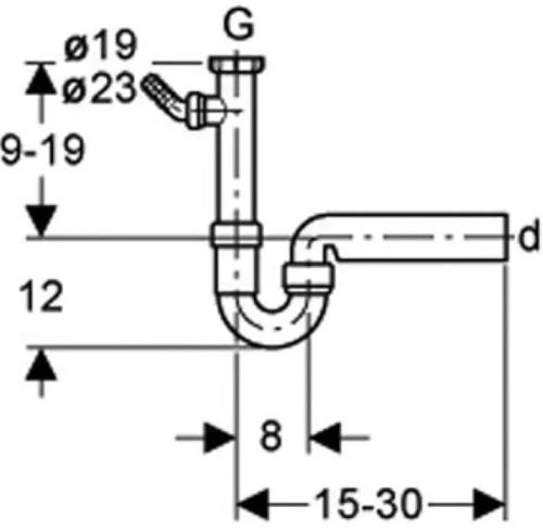 Geberit PP siphon tubulaire simple6 /4 x 40 mm - blanc - avec raccordement machine à laver