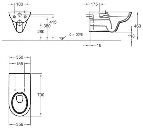 Geberit Renova Nr1 Comfort wc-supendu long Rimfree sans bride - blanc - B356xD700 mm