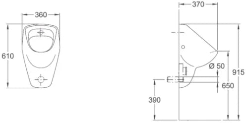 Geberit Renova Nr1 urinoir 610 x 360 x 370 mm - blanc - raccordement à l'arrière