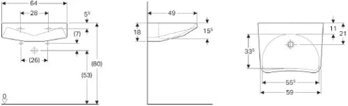Geberit Paracelsus lavabo pour les personnes handicapées 640 x 490 - blanc - sans trou de robinet - sans trop-plein