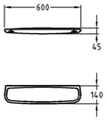 tablette murale geberit renova: b=60cm, h=4.5cm, t=14cm, blanc