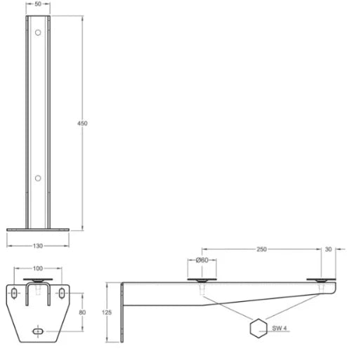 set d'équerres de montage geberit (2 pc.): l=45cm