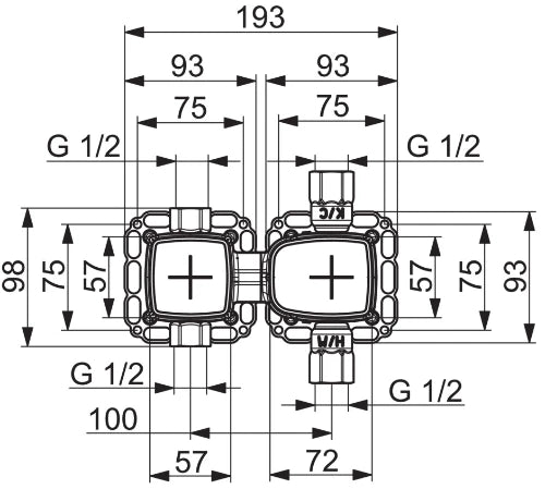 Hansa HansaMatrix élément encastré pour thermostat - avec/2 sorties