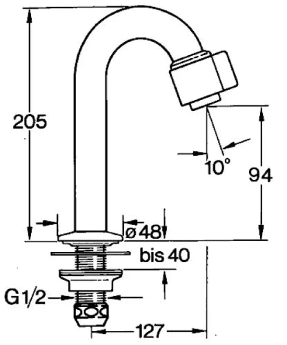 Hansa Hansanova robinet eau froide - bec 127 mm - chrome