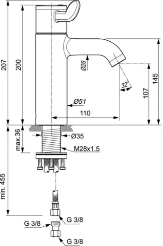 IDEAL STANDARD Ceraplus 2 Mitigeur thermostatique lavabo avec brise-jet laminaire et raccords flexibles  chromé
