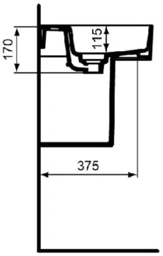 Ideal Standard Strada II lavabo 600 x 430 mm - blanc - avec trou de robinet - avec trop-plein - aplati pour montage sur étagère