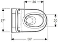 WC DE DOUCHE GEBERIT SELA 37,5 X 59 X 33 cm chromé murale, avec soft-close