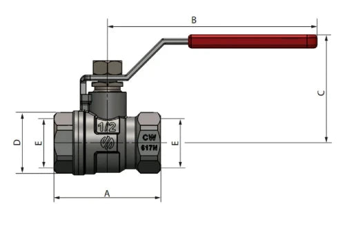 Arco Sena VA30 NI-F vanne à bille FF 1/2 x 1/2 - avec levier long