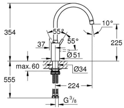 Grohe Concetto New mitigeur évier bec haut pivotable chromé