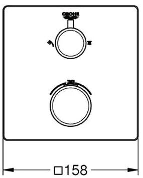 Grohe Grohtherm mitigeur douche thermostatique 1/2 Smartbox - carré chromé pour 2 sorties avec vanne d'arrêt intégré