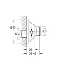 Grohe WSS raccord 1/2 x 3/4 chromé pour mélangeur mural (chaché)