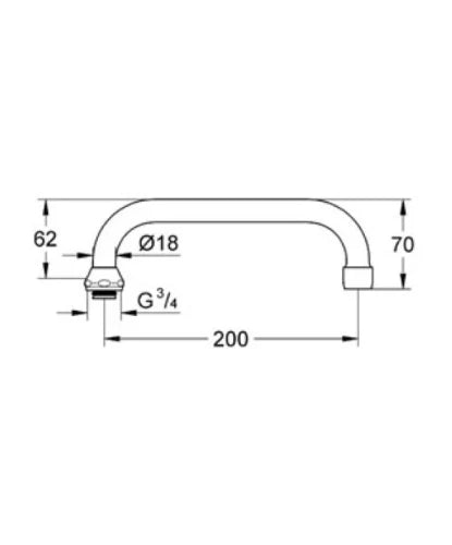 Grohe bec d'écoulement 3/4 forme-U chromé avec mousseur, orientable, saillie 200 mm