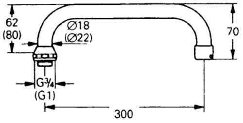Grohe bec 3/4 forme-U chromé avec brise-jet - pivotable - sailli 300 mm