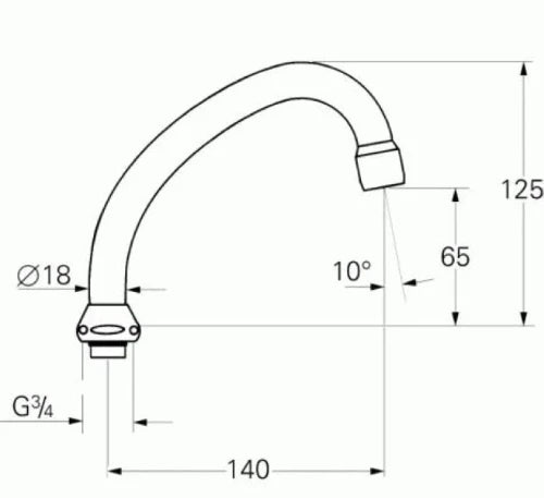 Grohe bec d'écoulement 3/4 forme-HU chromé avec mousseur - orientable - saillie 140 mm