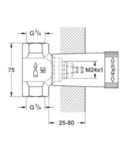 ROBINET D'ARRET A ENCASTRER GROHE 3/4