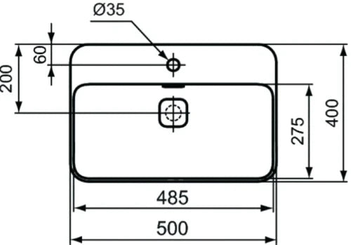 Ideal Standard Strada II lavabo à poser 500 x 400 mm - blanc - avec trou de robinet - avec trop-plein