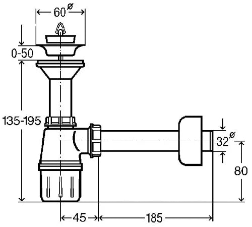 Viega PP siphon bouteille avec crépine 5/4 x 32 mm - blanc synthétique