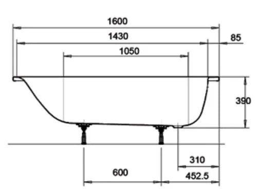 Kaldewei Eurowa baignoire acier émaillé 1600 x 700 mm - blanc - sans pieds