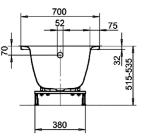 Kaldewei Eurowa baignoire acier émaillé 1600 x 700 mm - blanc - sans pieds