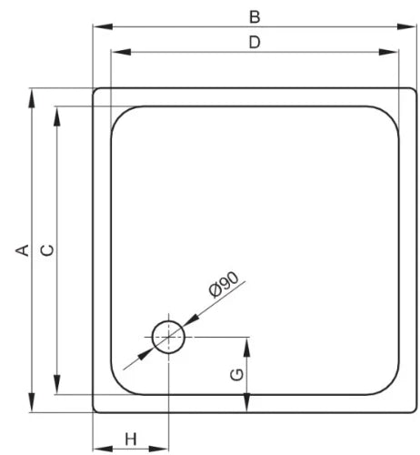 Bette receveur de douche acier émaillé 900 x 900 x 65 mm - blanc