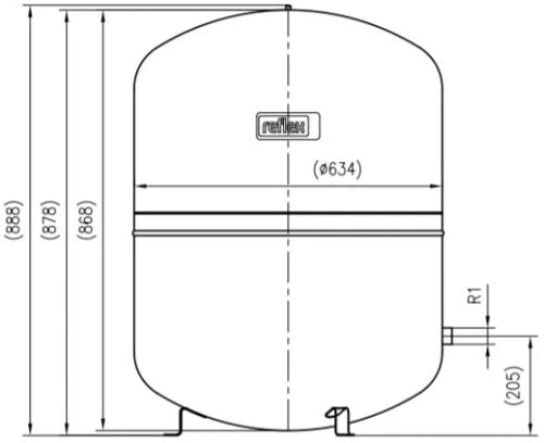 Reflex N 250 vase d'expansion (cv) 250 l x 4/4 - max 6,0 bar - gris - vertical avec pieds - soudé