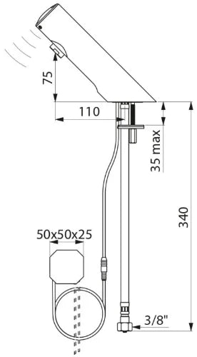 ROBINET DE LAVABO DELABIE TEMPOMATIC 4 alimentation enc. electronique,a/transfo 230/12v,detection de mains