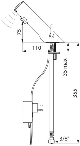 Delabie TEMPOMATIC MIX 4 mitigeur de lavabo automatique avec manette standard par prise 230/6V - chromé