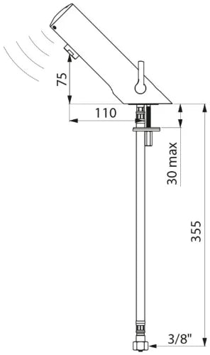 ROBINET DE LAVABO ELECTRONISCHE DELABIE TEMPOMATIC 4 3/8 chromé saille 190mm pile 6V,températuren réglable,fermeture autom.