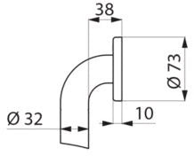 DELABIE haakse douchegreep nylon 1245x570x660 - dia 32mm wit