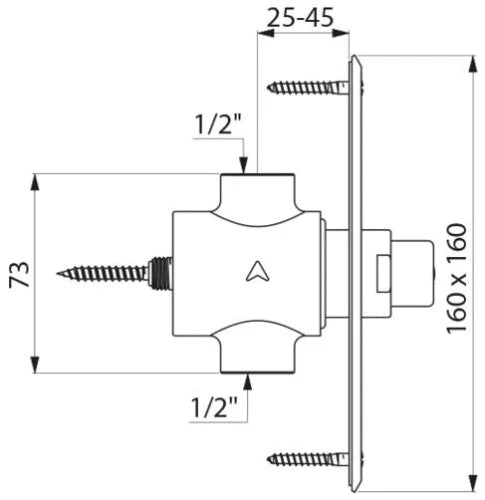 Delabie Tempostop robinet douche 1/2 F temporise - a encastrer - plaque inox