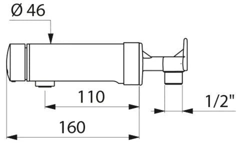 DELABIE Tempomix 3 zelfsluitende muurmengkr sprong 110mm ingeb toevoer 1/2" chroom