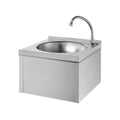 Delabie lave-mains avec commande au genou 385 x 385 x 250 mm - RVS 304 mat - avec robinet - sans trop-plein - avec pré-mélangeur - fixation inclus