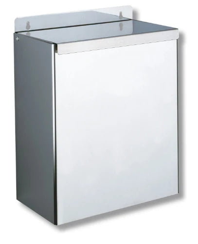 Delabie poubelle rectangulaire mural avec couvercle 13 litre 150 x 280 x 320 mm - inox brillant