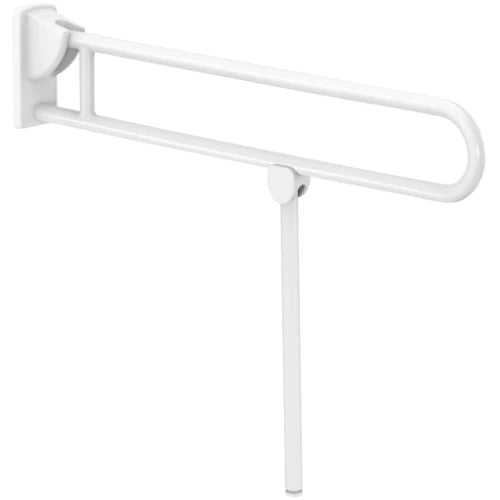 POIGNEE D'APPUI RELEVABLE DELABIE 900 - 105 o 230 ! 32 blanc nylon . avec béquille se repliant automatiquement